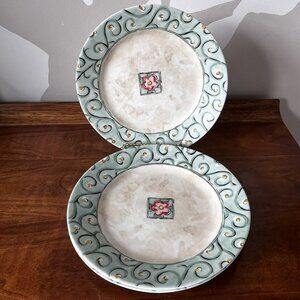 Set of 4 Corelle "Watercolors" Luncheon Plates 8.5" Salad Lunch Flower Corning